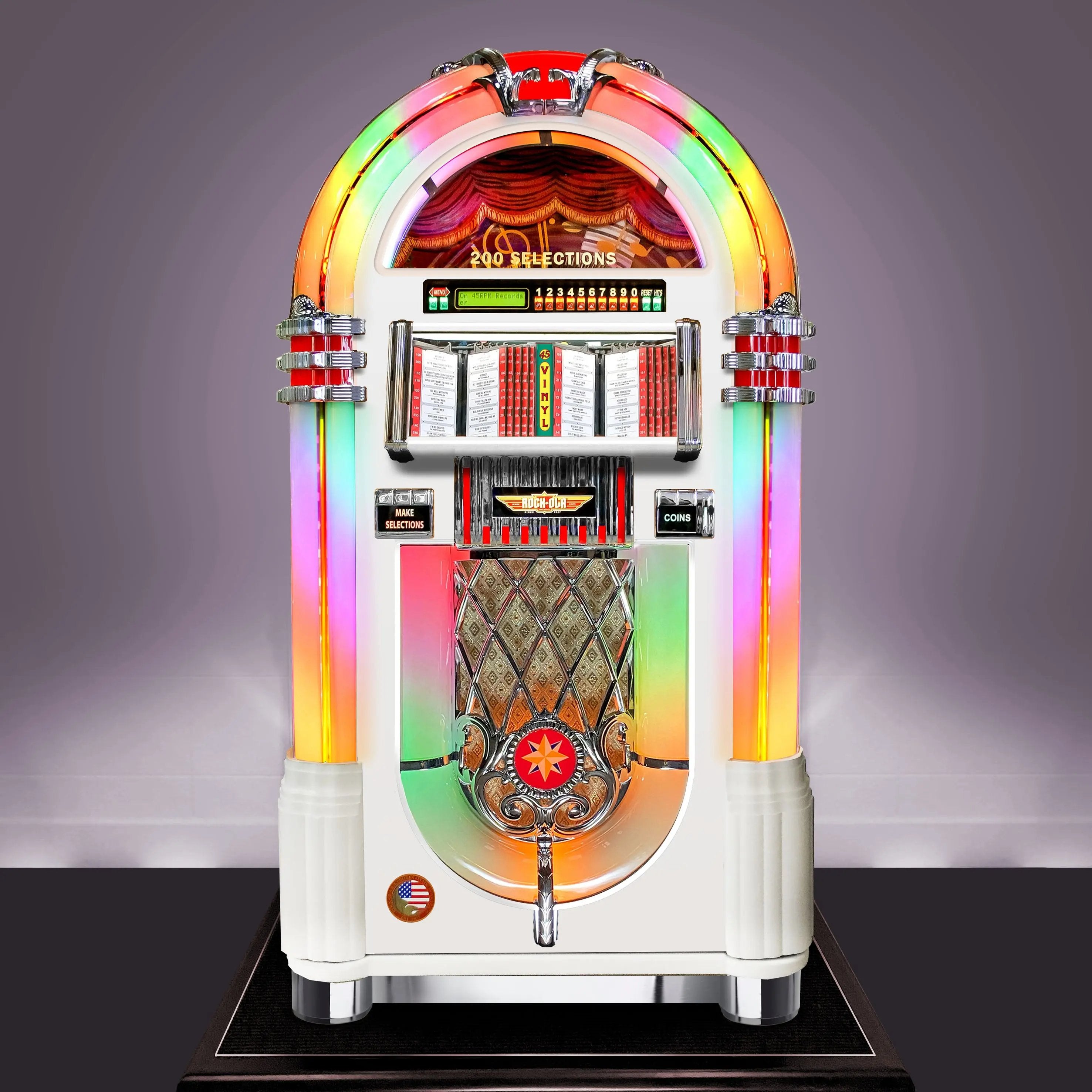 rock-ola-bubbler-vinyl-45-jukebox-gloss-white-100x-45rpm-mit-bluetooth image 2
