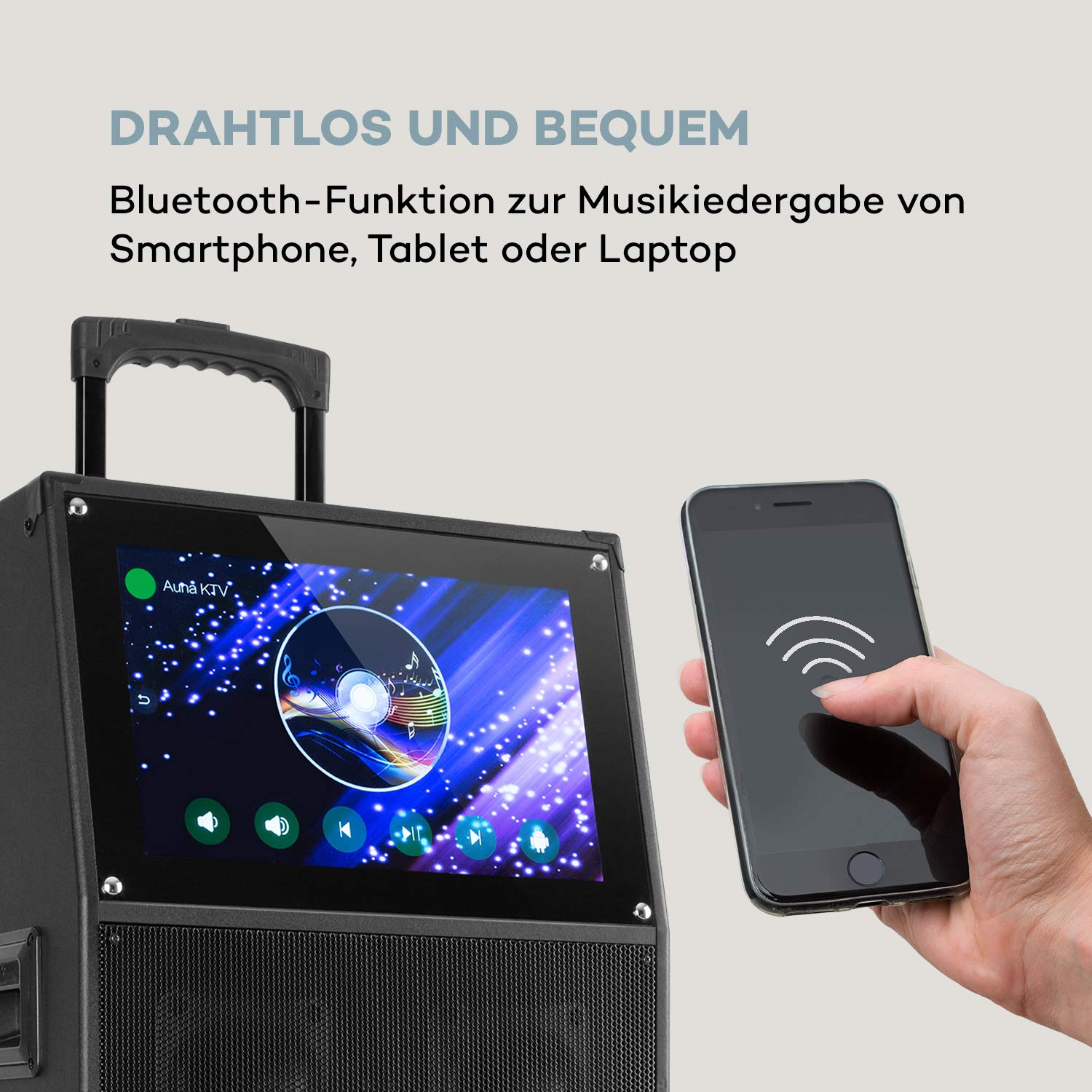 auna-ktv-mobile-pa-soundanlage-mit-touch-display-2-uhf-mikrofonen-und-akku-schwa image 5